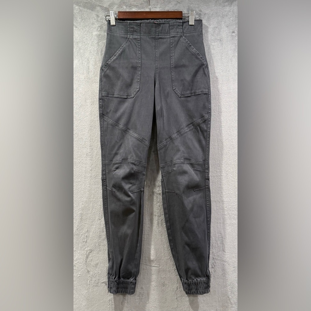 SPANX Stretch Twill Cargo Jogger Womens S Gray High‎ Rise Pockets Tapered Leg